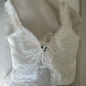 White Fox white tie front Lacey top size XS